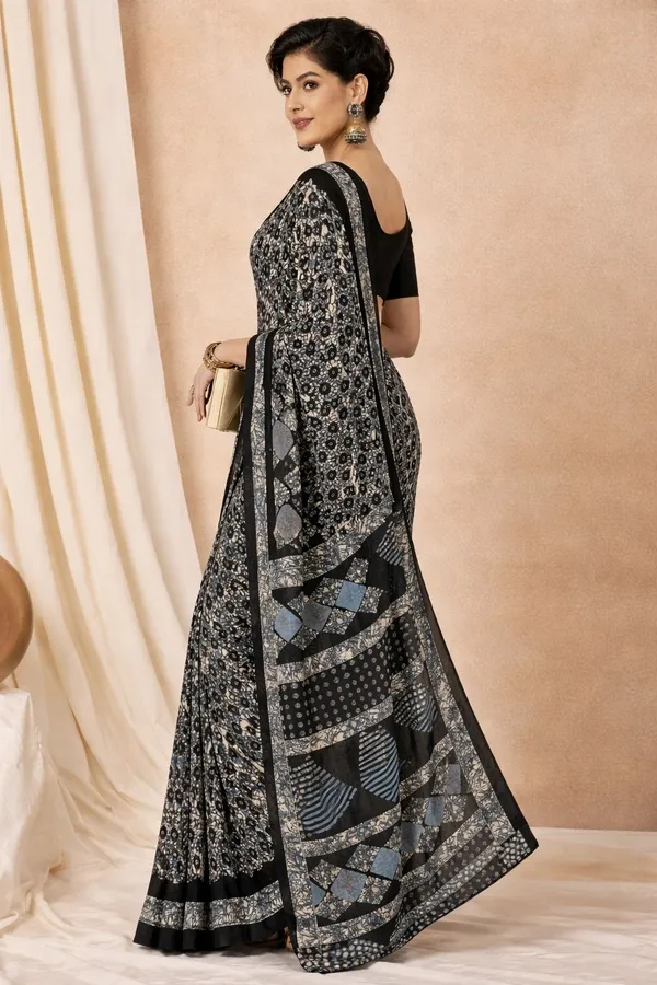Leelavati_Printed_Ikkat_Pure_Cotton_Saree_Black