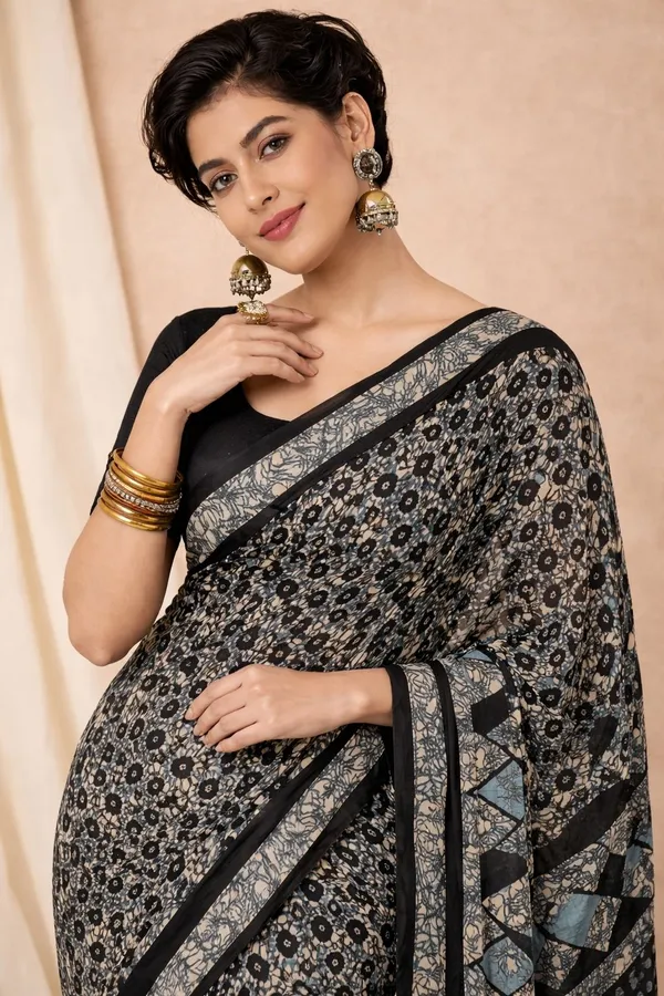 Leelavati_Printed_Ikkat_Pure_Cotton_Saree_Black
