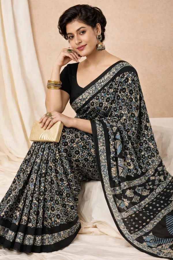 Leelavati_Printed_Ikkat_Pure_Cotton_Saree_Black