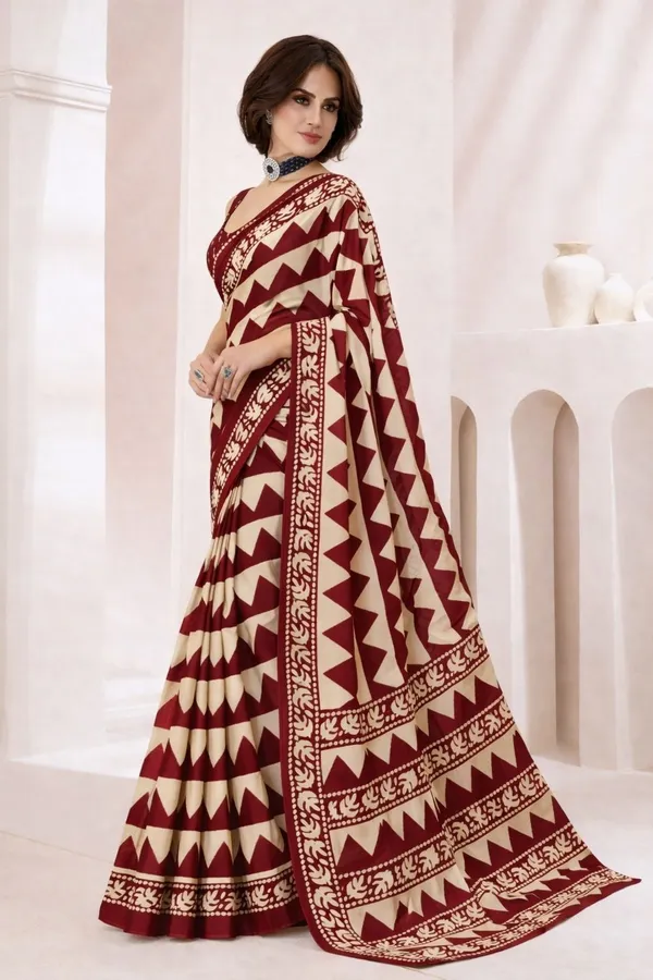 Leelavati_Printed_Ikkat_Pure_Cotton_Saree_Red_And_Beige