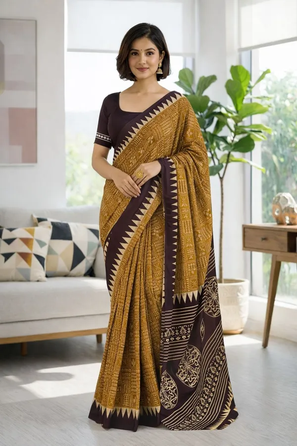 Leelavati_Printed_Ikkat_Pure_Cotton_Saree_Mustard