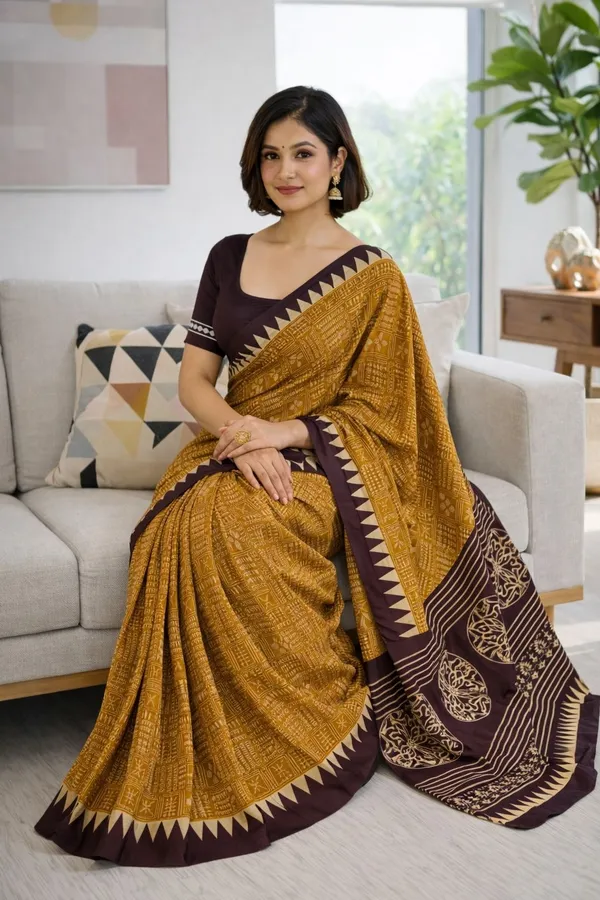 Leelavati_Printed_Ikkat_Pure_Cotton_Saree_Mustard