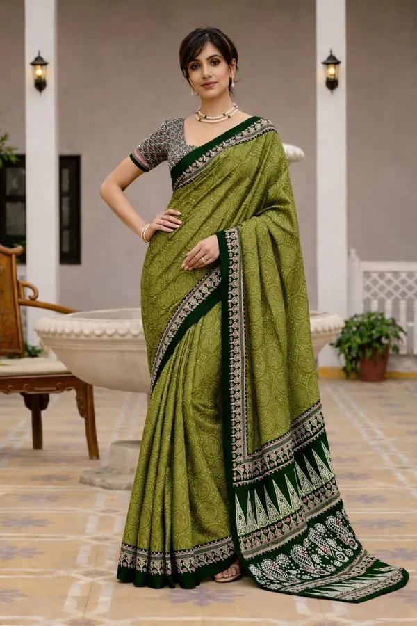 Leelavati_Printed_Ikkat_Pure_Cotton_Saree_Light_Green