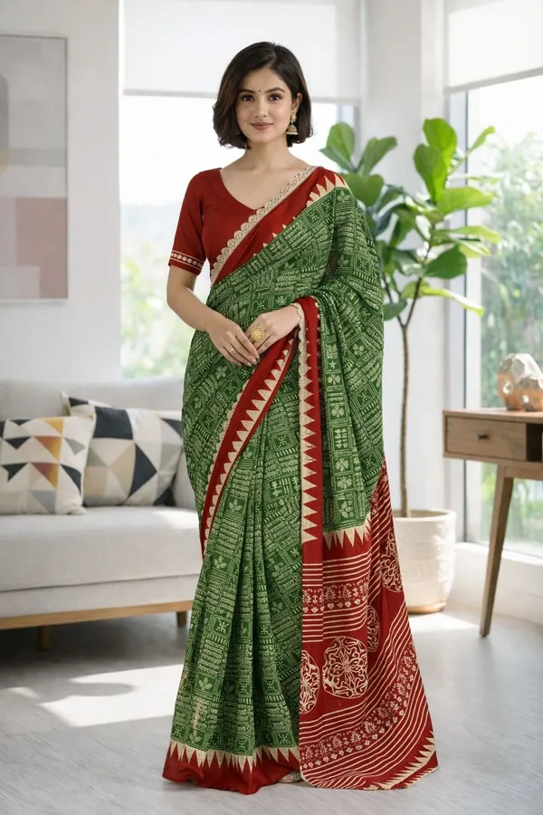 Leelavati_Printed_Ikkat_Pure_Cotton_Saree_Multicolor