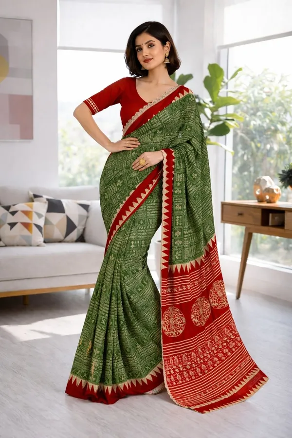 Leelavati_Printed_Ikkat_Pure_Cotton_Saree_Multicolor