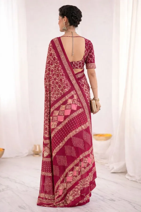 Leelavati_Printed_Floral_Print_Geometric_Print_Blocked_Printed_Ikkat_Pure_Cotton_Saree_Pink