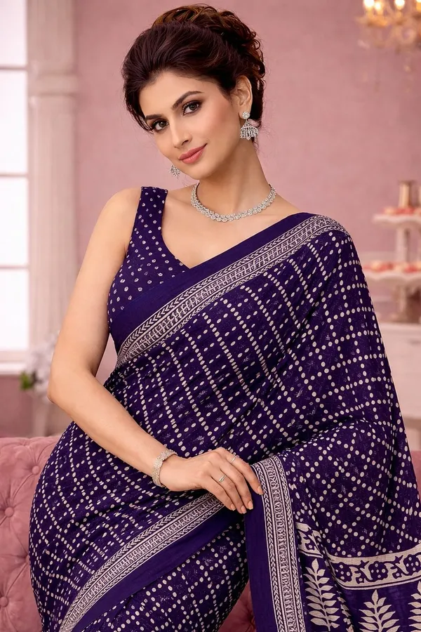 Leelavati_Printed_Floral_Print_Geometric_Print_Blocked_Printed_Ikkat_Pure_Cotton_Saree_Blue