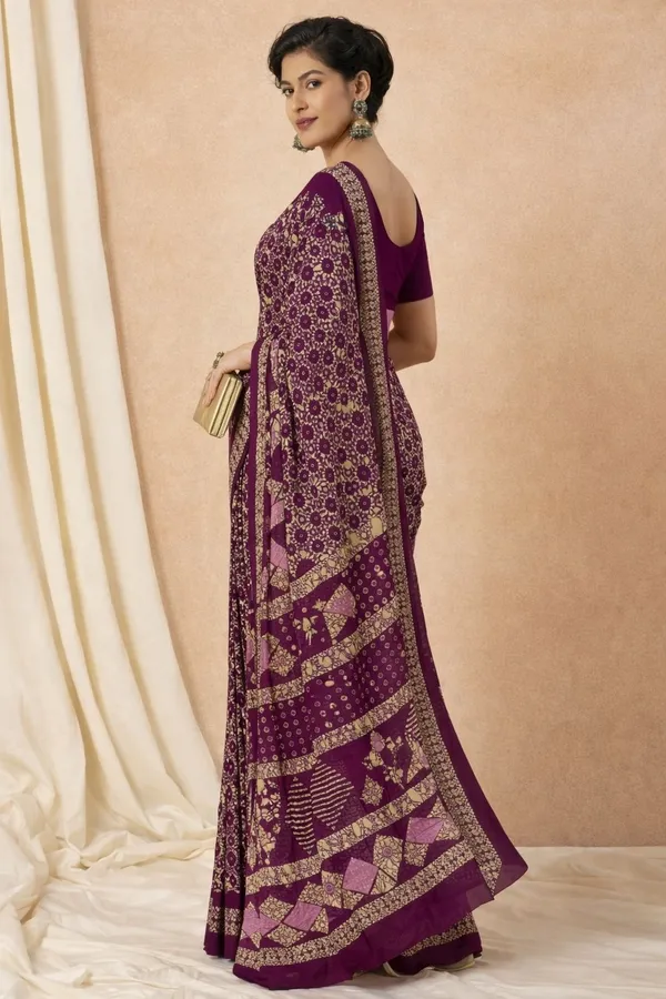 Leelavati_Printed_Floral_Print_Geometric_Print_Blocked_Printed_Ikkat_Pure_Cotton_Saree_Purple
