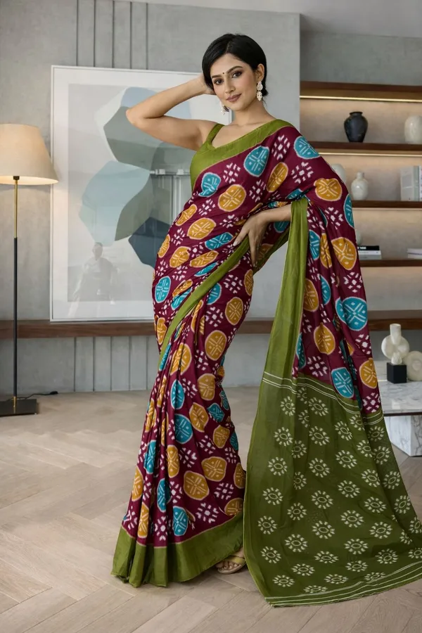 Leelavati_Printed_Ikkat_Pure_Cotton_Saree_Multicolor