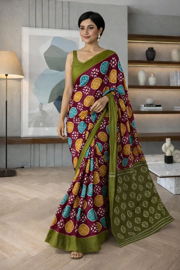 Leelavati_Printed_Ikkat_Pure_Cotton_Saree_Multicolor