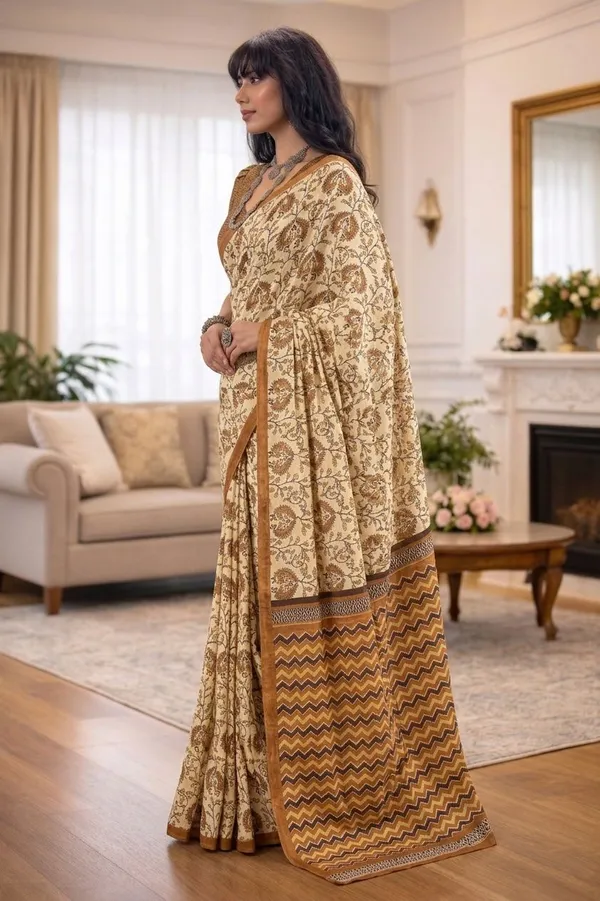 Leelavati_Printed_Ikkat_Pure_Cotton_Saree_Mustard