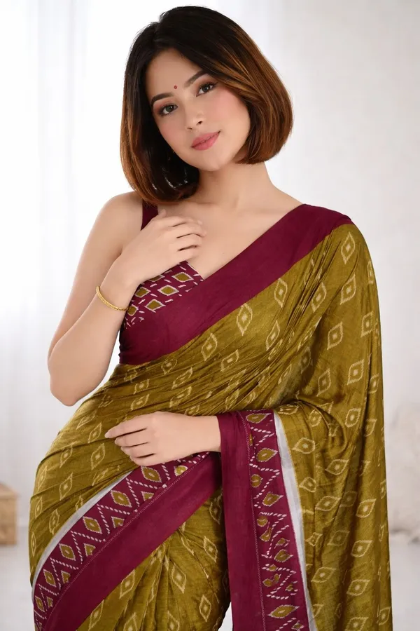 Leelavati_Printed_Floral_Print_Geometric_Print_Blocked_Printed_Ikkat_Pure_Cotton_Saree_Light_Green