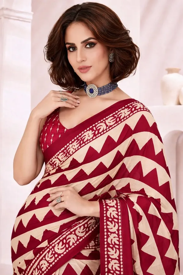 Leelavati_Printed_Floral_Print_Geometric_Print_Blocked_Printed_Ikkat_Pure_Cotton_Saree_Multicolor
