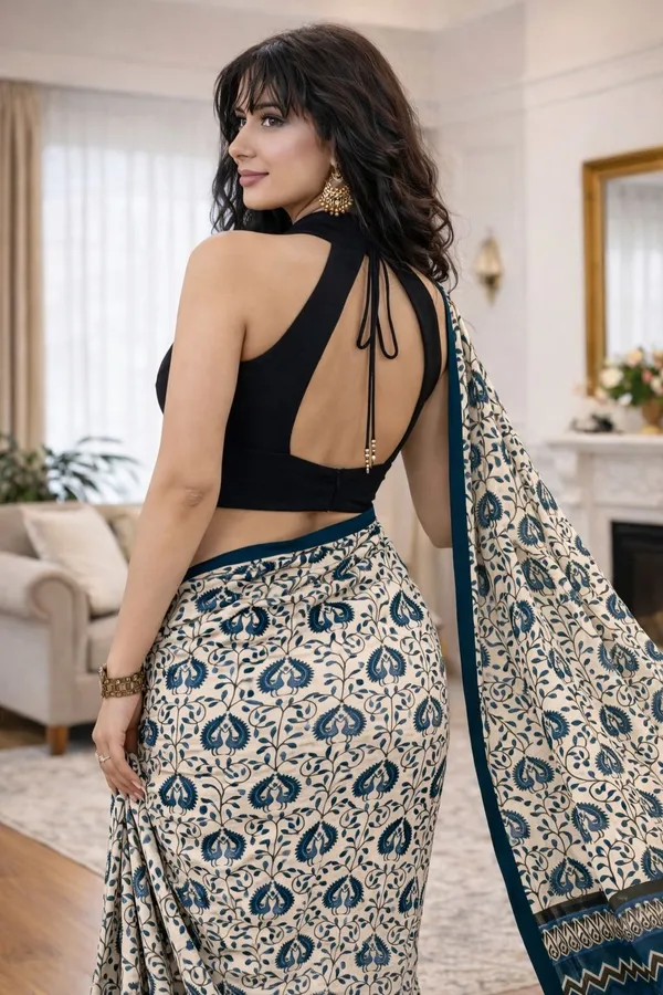 Leelavati_Printed_Floral_Print_Geometric_Print_Blocked_Printed_Ikkat_Pure_Cotton_Saree_Multicolor