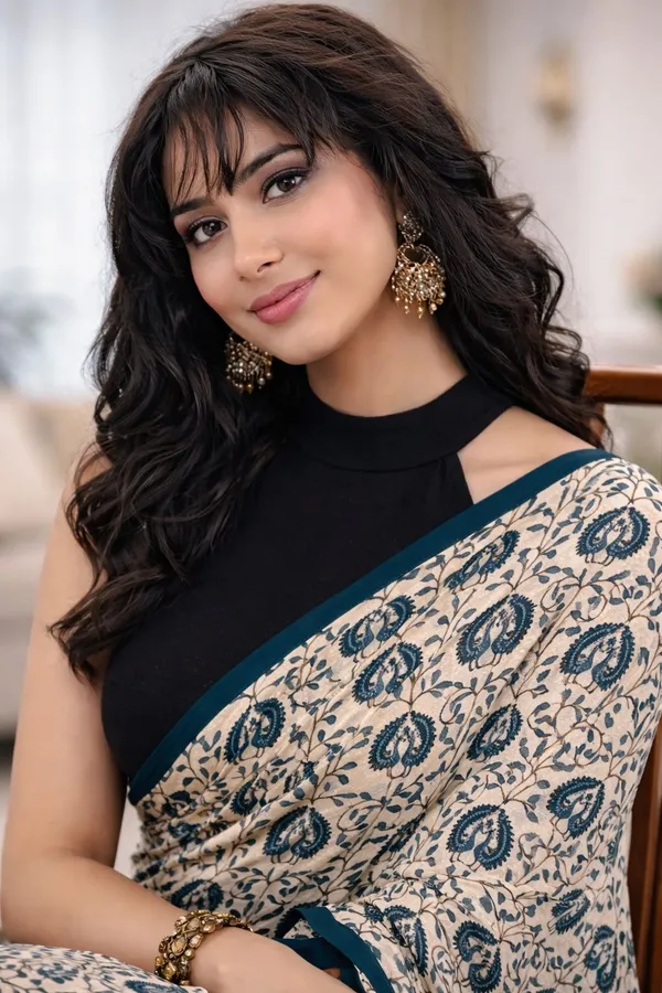 Leelavati_Printed_Floral_Print_Geometric_Print_Blocked_Printed_Ikkat_Pure_Cotton_Saree_Multicolor