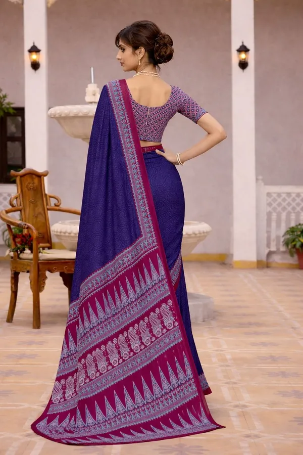 Leelavati_Printed_Floral_Print_Geometric_Print_Blocked_Printed_Ikkat_Pure_Cotton_Saree_Dark_Blue