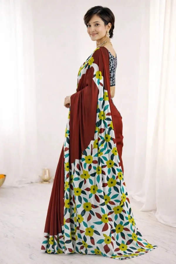 Leelavati_Printed_Floral_Print_Ikkat_Pure_Cotton_Saree_Maroon