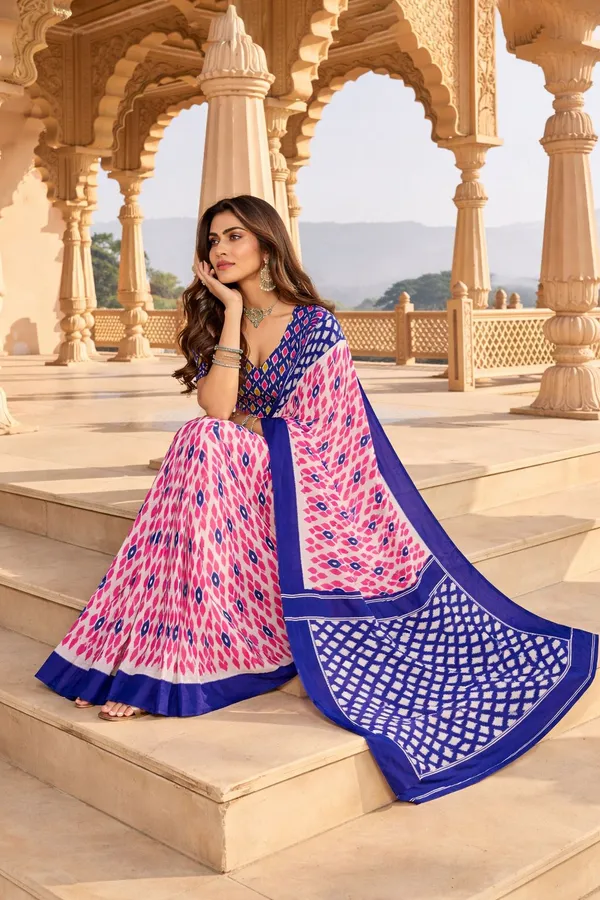 Leelavati_Printed_Floral_Print_Geometric_Print_Blocked_Printed_Daily_Wear_Pure_Cotton_Saree_Pink