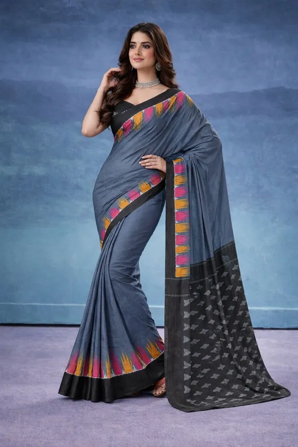 Leelavati_Printed_Floral_Print_Geometric_Print_Blocked_Printed_Daily_Wear_Pure_Cotton_Saree_Dark_Blue