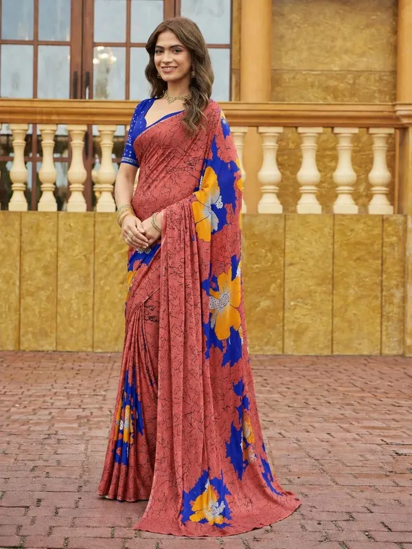 Leelavati_Printed_Floral_Print_Geometric_Print_Blocked_Printed_Daily_Wear_Pure_Cotton_Saree_Pink