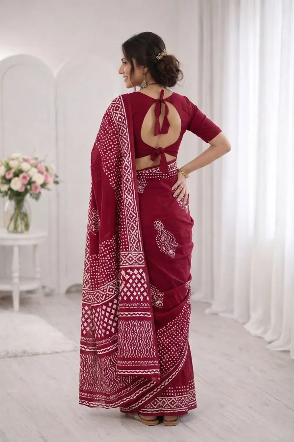 Leelavati_Printed_Floral_Print_Geometric_Print_Blocked_Printed_Daily_Wear_Pure_Cotton_Saree_Pink