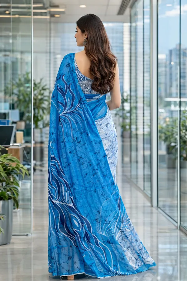 Leelavati_Printed_Floral_Print_Geometric_Print_Blocked_Printed_Daily_Wear_Pure_Cotton_Saree_Blue