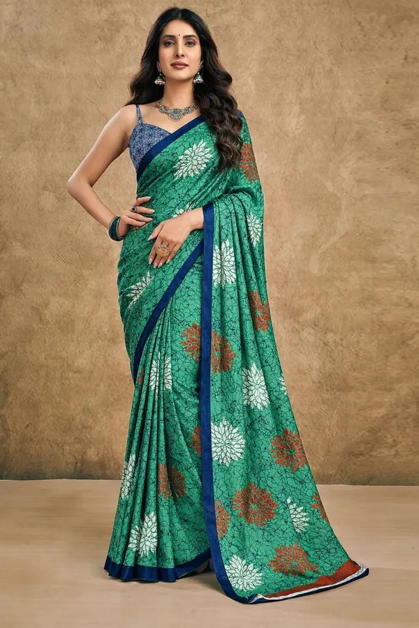 Leelavati_Printed_Floral_Print_Geometric_Print_Blocked_Printed_Daily_Wear_Pure_Cotton_Saree_Light_Blue