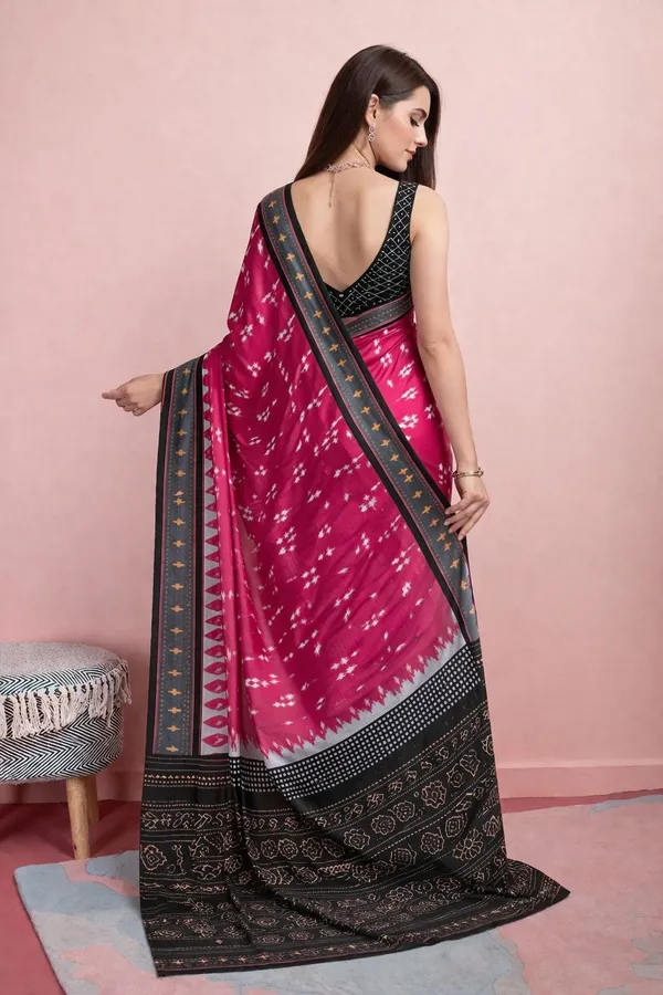 Leelavati_Printed_Floral_Print_Geometric_Print_Blocked_Printed_Daily_Wear_Pure_Cotton_Saree_Pink