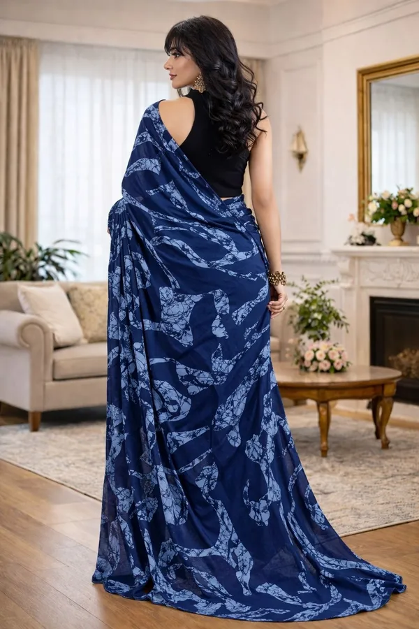 Leelavati_Printed_Floral_Print_Geometric_Print_Blocked_Printed_Daily_Wear_Pure_Cotton_Saree_Blue