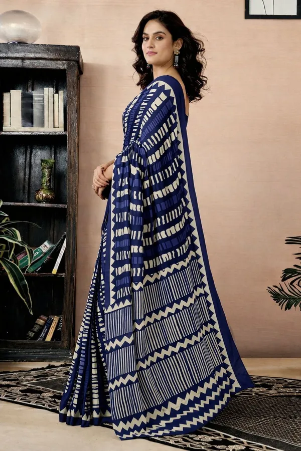 Leelavati_Printed_Floral_Print_Geometric_Print_Blocked_Printed_Daily_Wear_Pure_Cotton_Saree_Blue