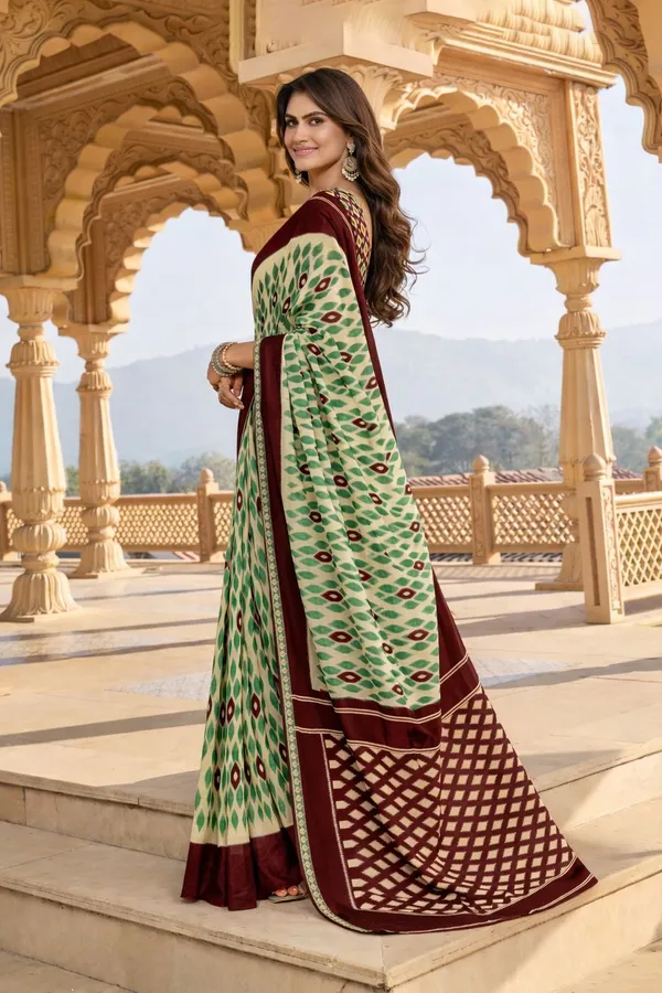 Leelavati_Printed_Floral_Print_Geometric_Print_Blocked_Printed_Daily_Wear_Pure_Cotton_Saree_Maroon