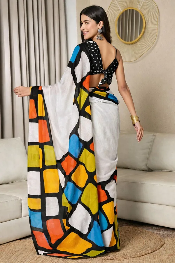 Leelavati_Printed_Floral_Print_Geometric_Print_Blocked_Printed_Daily_Wear_Pure_Cotton_Saree_Black