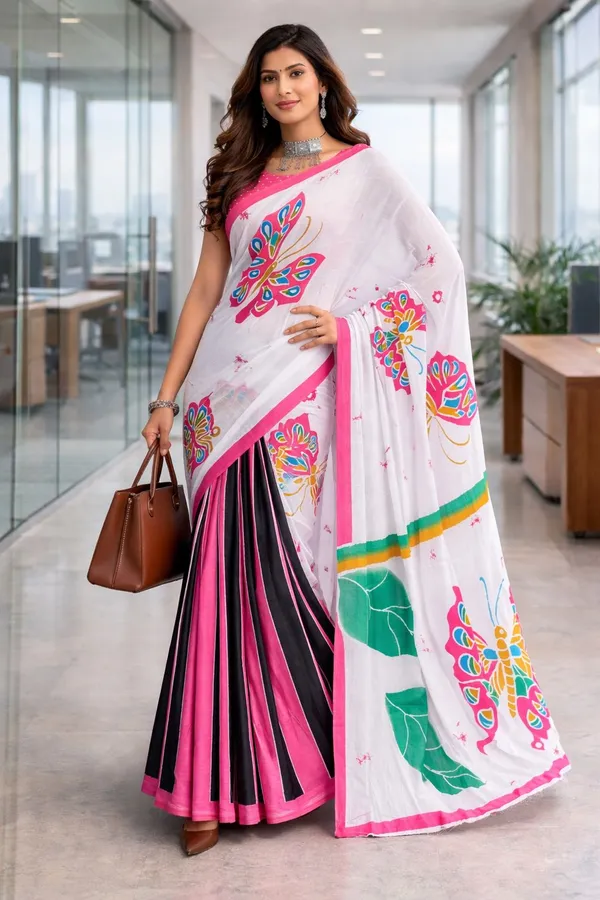 Leelavati_Printed_Floral_Print_Geometric_Print_Blocked_Printed_Daily_Wear_Pure_Cotton_Saree_Pink