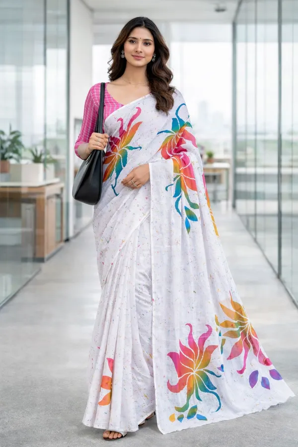 Leelavati_Printed_Floral_Print_Geometric_Print_Blocked_Printed_Daily_Wear_Pure_Cotton_Saree_White