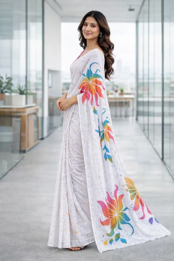 Leelavati_Printed_Floral_Print_Geometric_Print_Blocked_Printed_Daily_Wear_Pure_Cotton_Saree_White