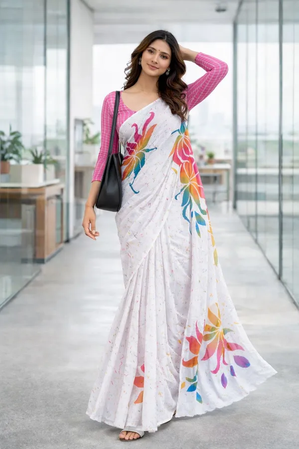 Leelavati_Printed_Floral_Print_Geometric_Print_Blocked_Printed_Daily_Wear_Pure_Cotton_Saree_White
