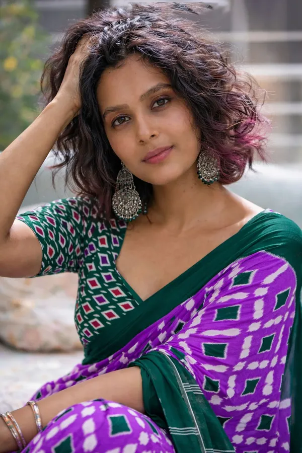 Leelavati_Printed_Floral_Print_Geometric_Print_Blocked_Printed_Daily_Wear_Pure_Cotton_Saree_Purple