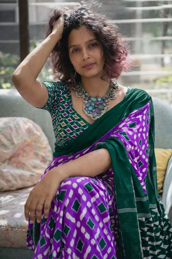 Leelavati_Printed_Floral_Print_Geometric_Print_Blocked_Printed_Daily_Wear_Pure_Cotton_Saree_Purple