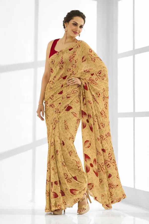 Leelavati_Printed_Floral_Print_Geometric_Print_Blocked_Printed_Daily_Wear_Pure_Cotton_Saree_Maroon