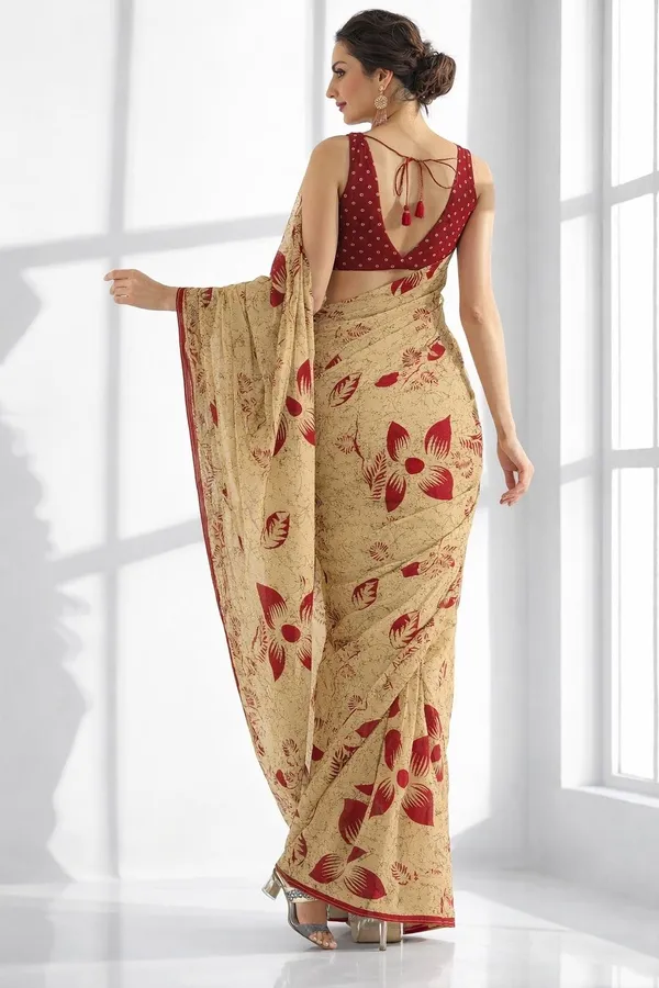 Leelavati_Printed_Floral_Print_Geometric_Print_Blocked_Printed_Daily_Wear_Pure_Cotton_Saree_Maroon