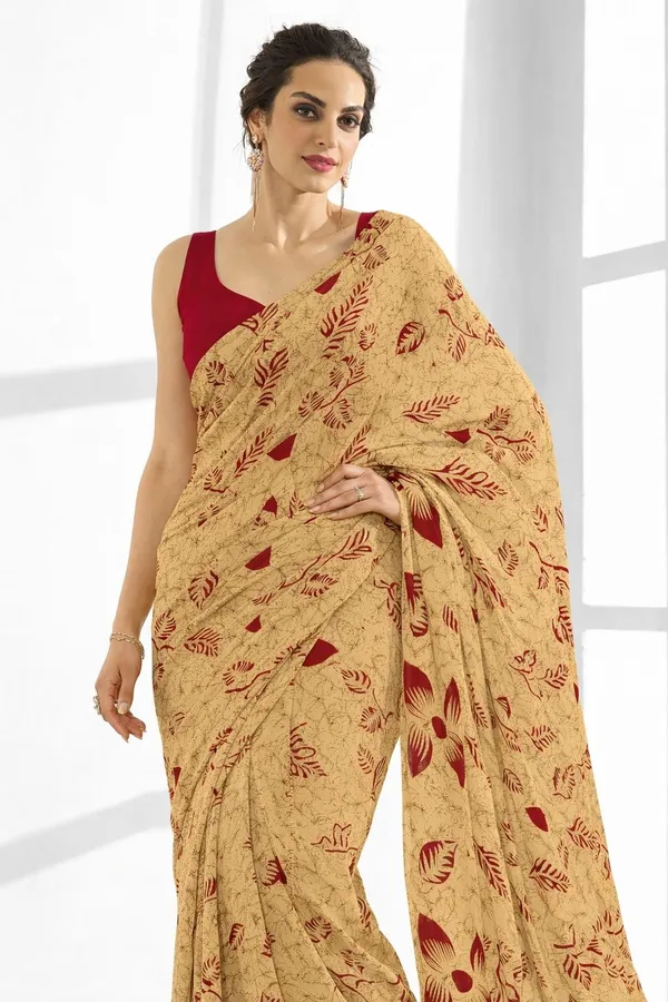 Leelavati_Printed_Floral_Print_Geometric_Print_Blocked_Printed_Daily_Wear_Pure_Cotton_Saree_Maroon