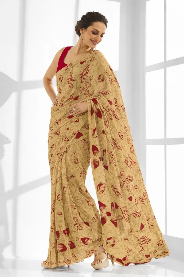 Leelavati_Printed_Floral_Print_Geometric_Print_Blocked_Printed_Daily_Wear_Pure_Cotton_Saree_Maroon