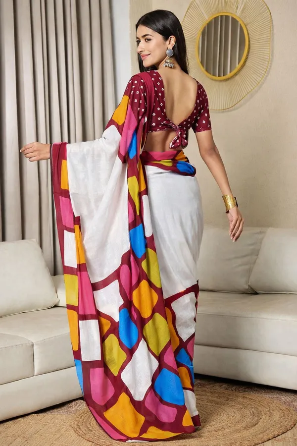 Leelavati_Printed_Floral_Print_Geometric_Print_Blocked_Printed_Daily_Wear_Pure_Cotton_Saree_Maroon