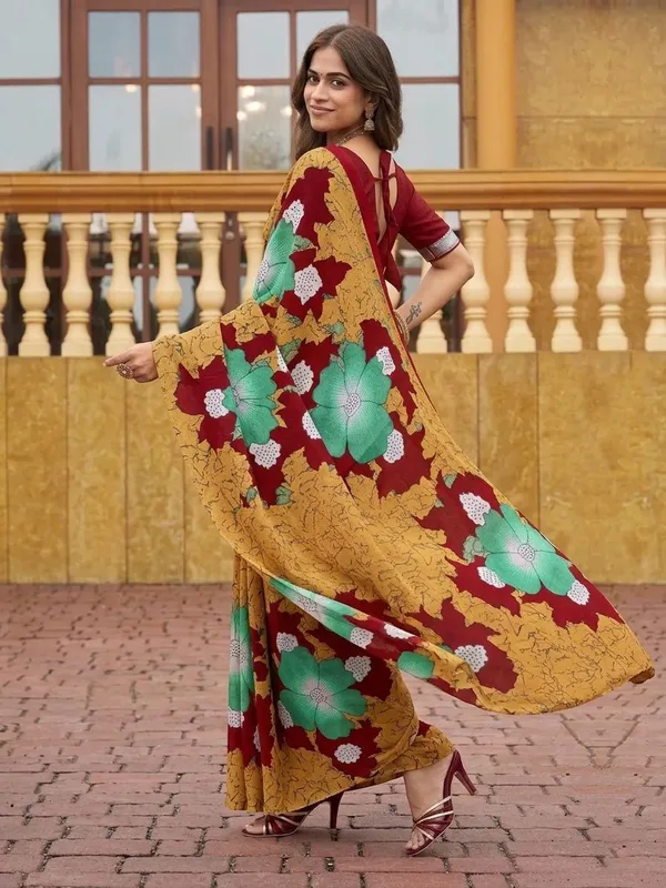 Leelavati_Printed_Floral_Print_Geometric_Print_Blocked_Printed_Daily_Wear_Pure_Cotton_Saree_Gold