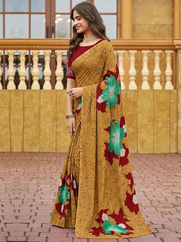 Leelavati_Printed_Floral_Print_Geometric_Print_Blocked_Printed_Daily_Wear_Pure_Cotton_Saree_Gold