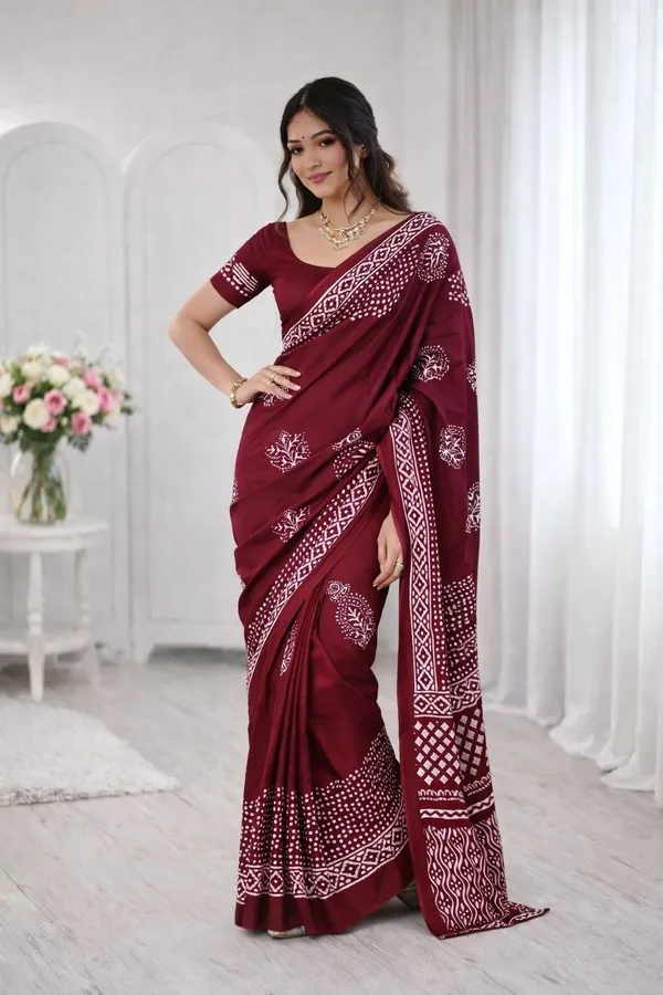 Leelavati_Printed_Floral_Print_Geometric_Print_Blocked_Printed_Daily_Wear_Pure_Cotton_Saree_Pink