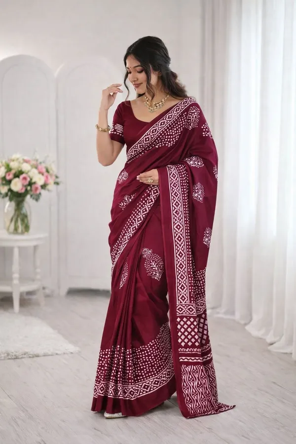 Leelavati_Printed_Floral_Print_Geometric_Print_Blocked_Printed_Daily_Wear_Pure_Cotton_Saree_Pink