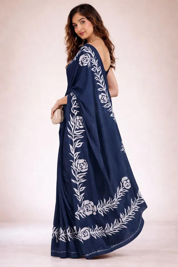 Leelavati_Printed_Floral_Print_Geometric_Print_Blocked_Printed_Daily_Wear_Pure_Cotton_Saree_Blue