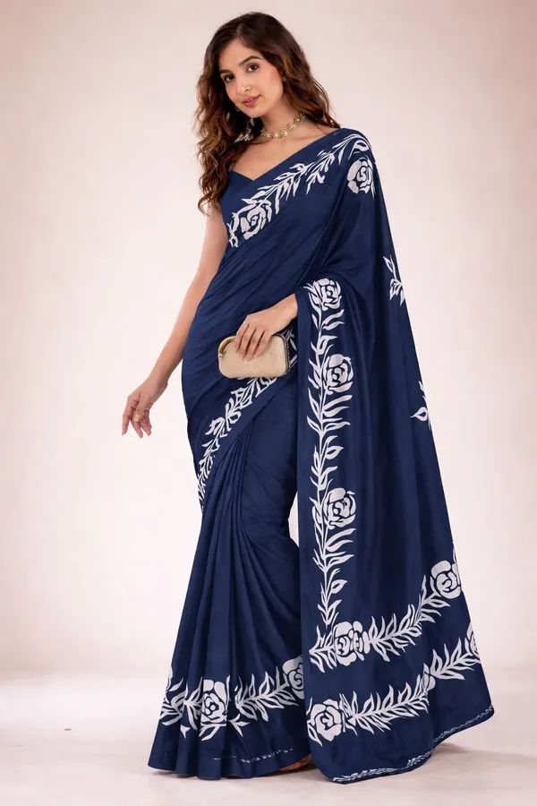 Leelavati_Printed_Floral_Print_Geometric_Print_Blocked_Printed_Daily_Wear_Pure_Cotton_Saree_Blue