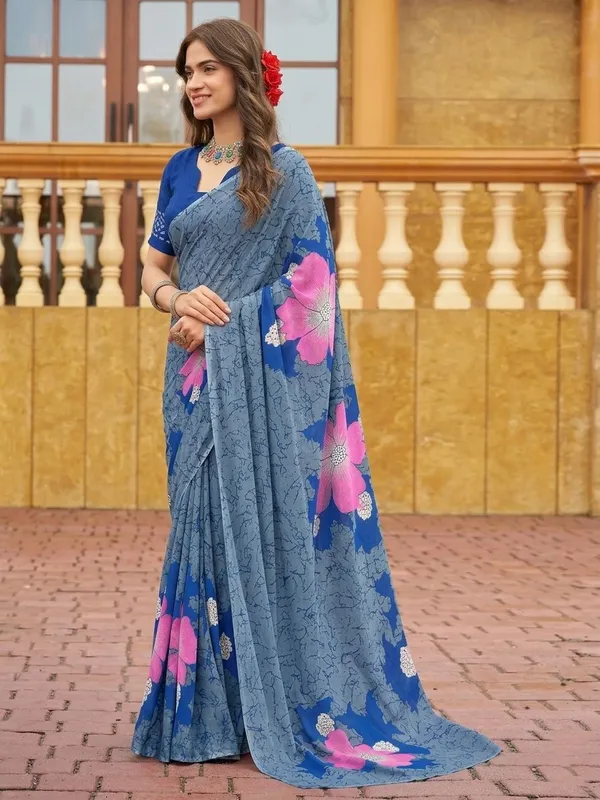 Leelavati_Printed_Floral_Print_Geometric_Print_Blocked_Printed_Daily_Wear_Pure_Cotton_Saree_Grey